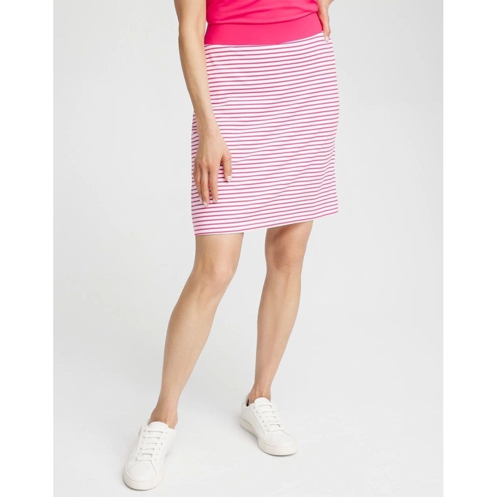 Chico's Zenergy women 8 UPF 50+ skort knit striped skirt pink athleisure